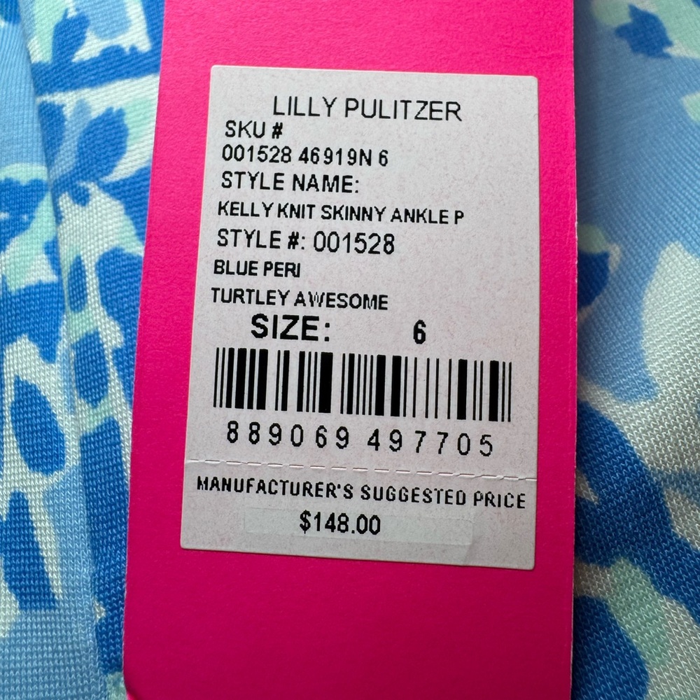 Lilly Pulitzer Kelly Knit Skinny Ankle Pant Blue Peri Turtley Awesome NWT Size 6 - Picture 10 of 12